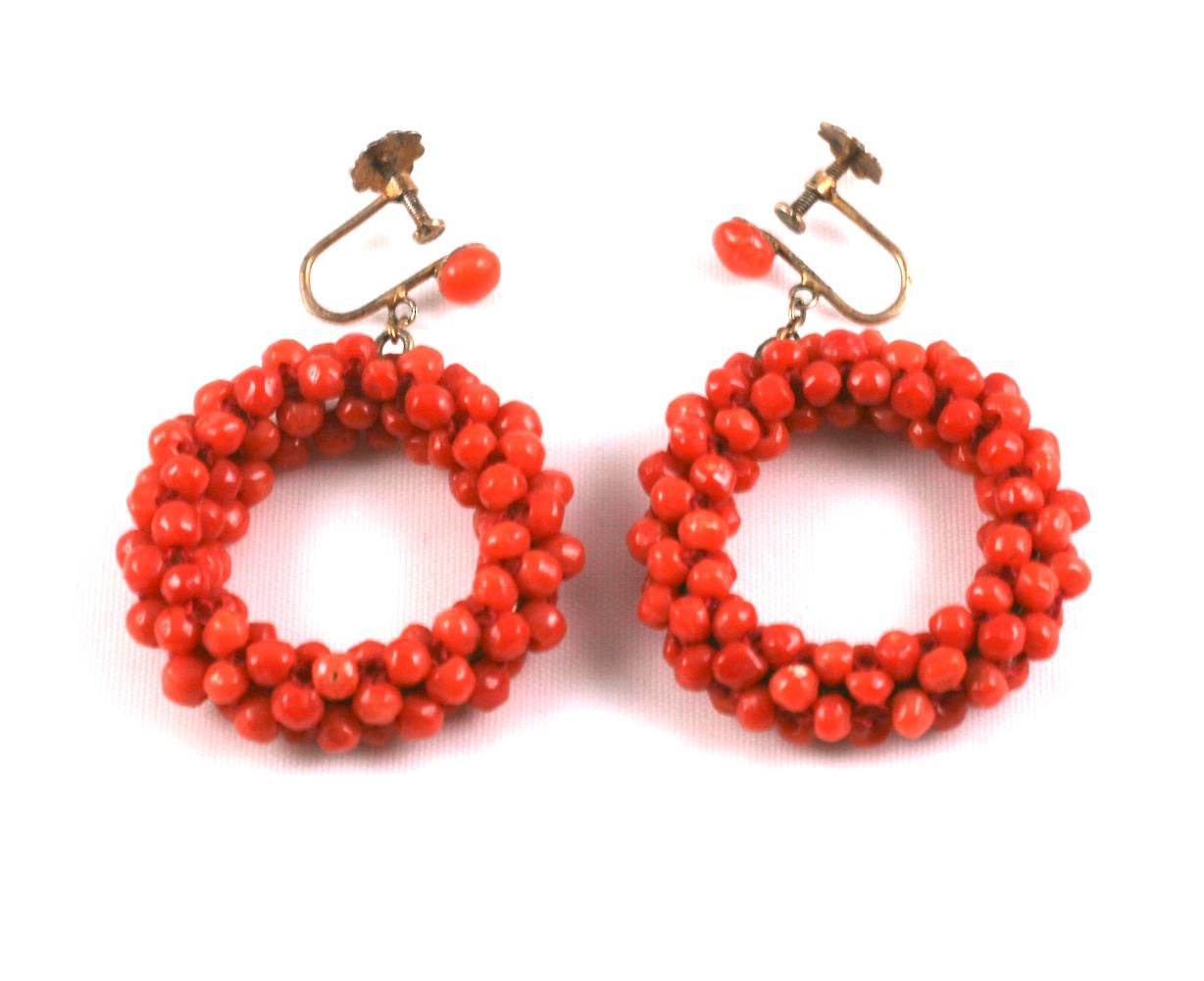 Women's Italian Coral Hoop Earrings