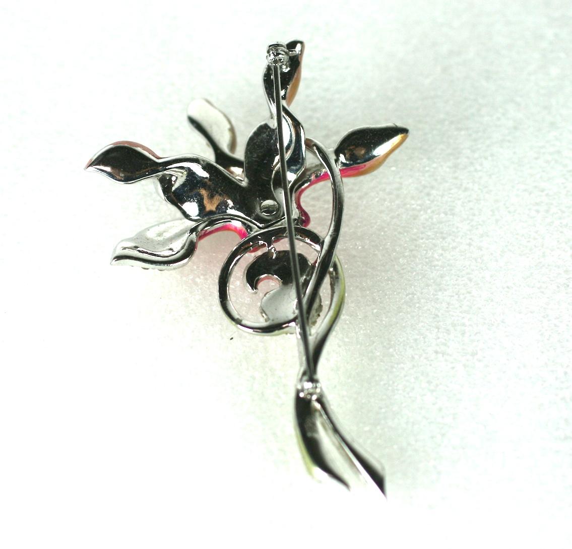  Marcel Boucher Pearlized Enamel Cyclamen Flower  Brooch In Excellent Condition In New York, NY