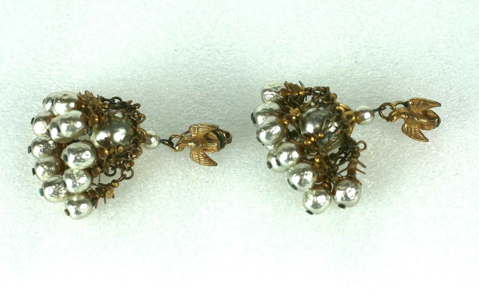 Women's Miriam Haskell Large Pearl Tassel Earrings For Sale
