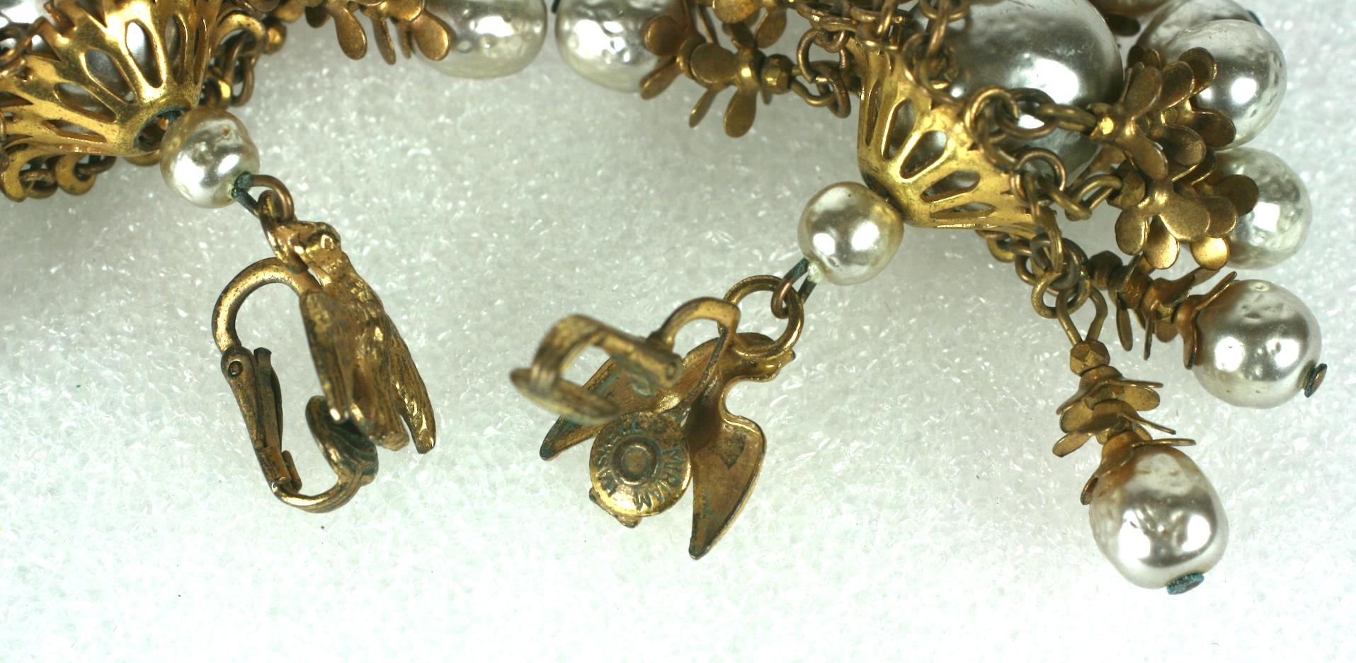 Miriam Haskell Large Pearl Tassel Earrings For Sale 1