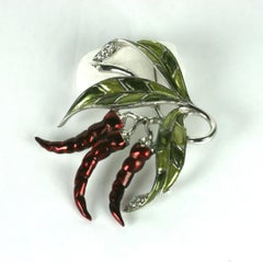 Marcel Boucher Chili Pepper Pearlized Enamel Brooch