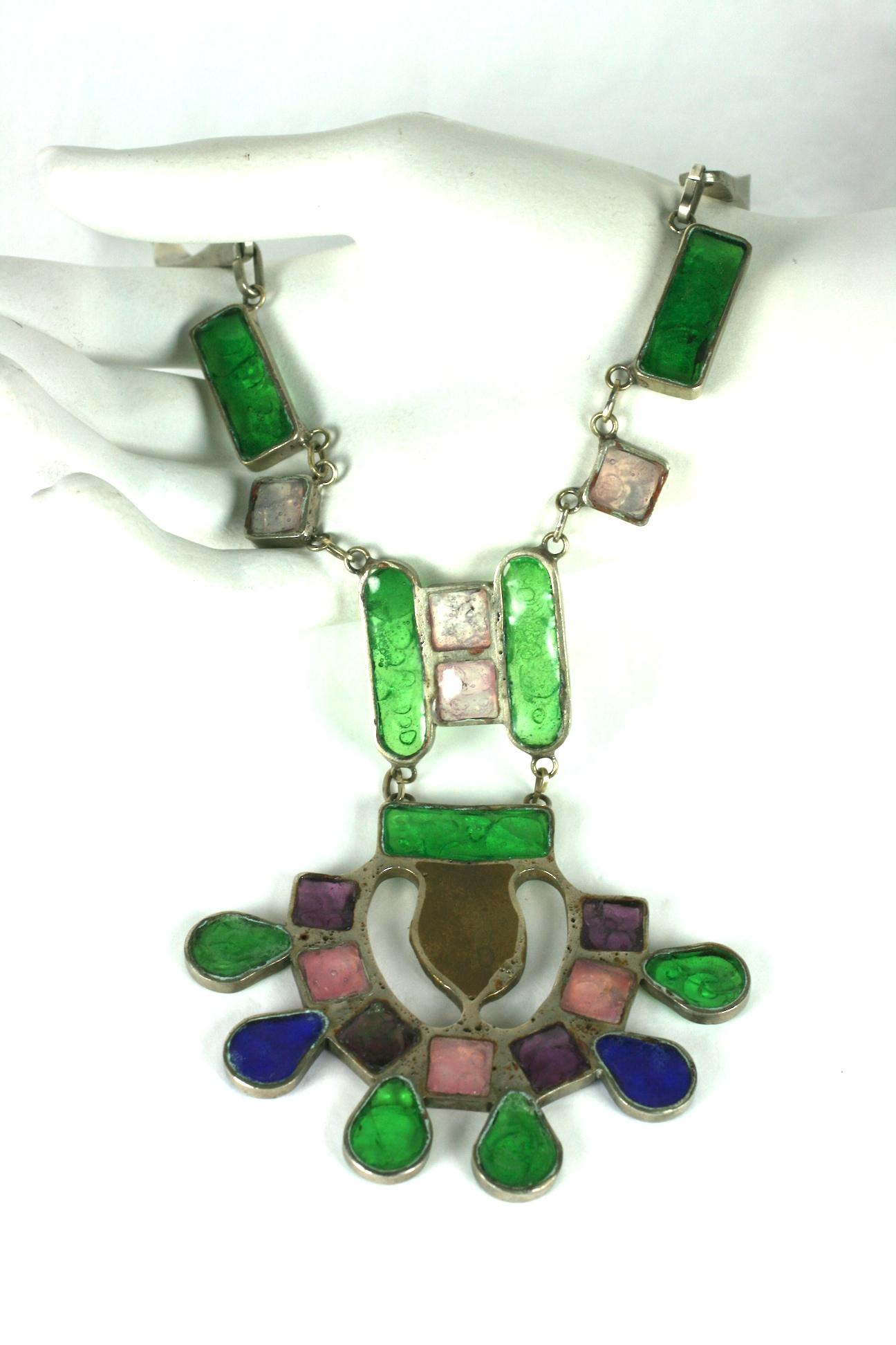 Women's Artisanal Fused Glass Modernist Necklace For Sale