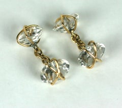 Gemelos de Cristal de Roca y Oro Envuelto