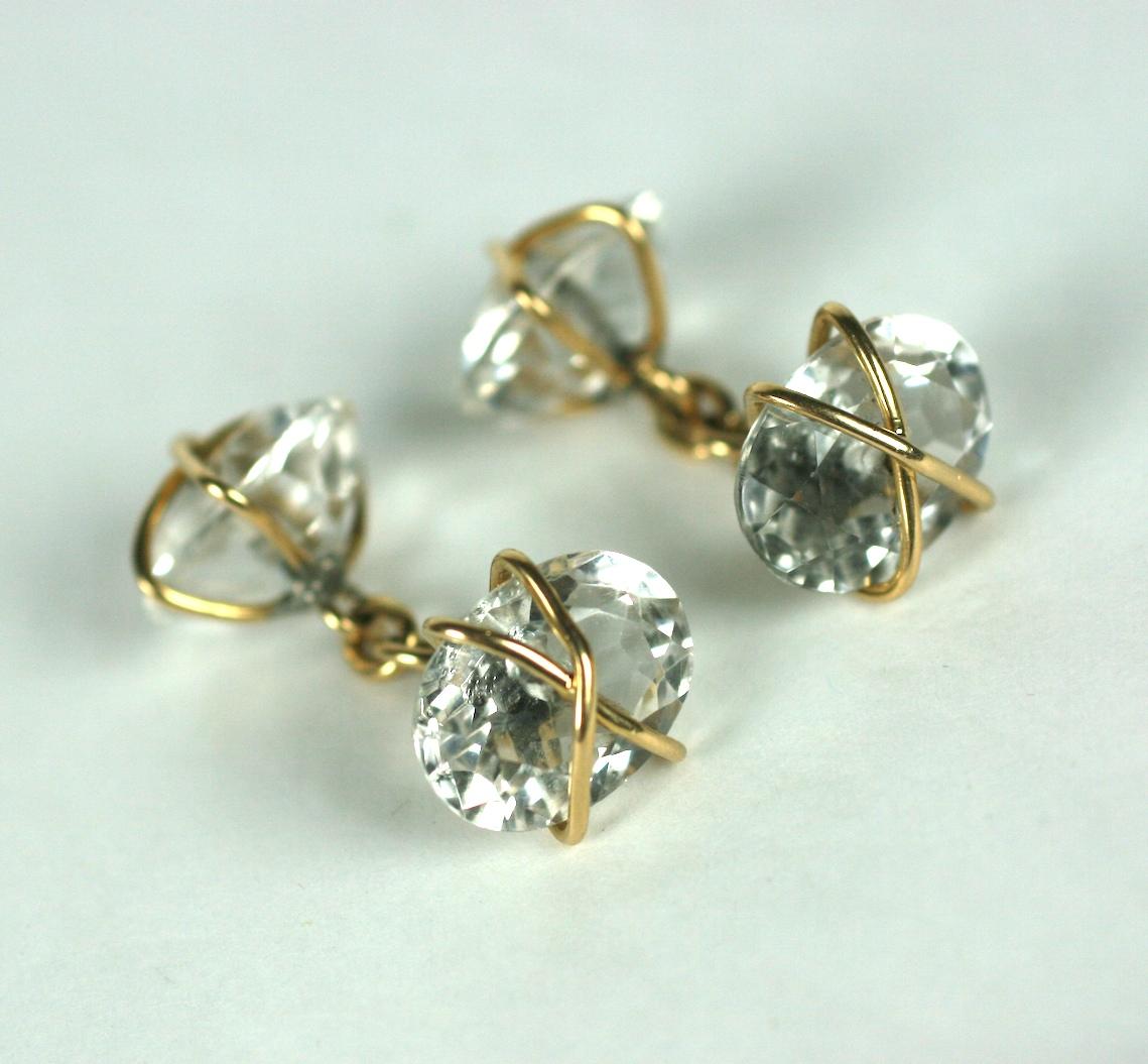 Women's or Men's Rock Crystal and Gold Wrapped Cufflinks For Sale