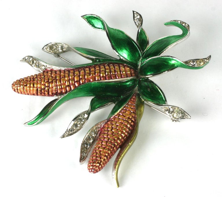 Retro  Marcel Boucher Pearlized Enamel Corn on the Cob Brooch For Sale