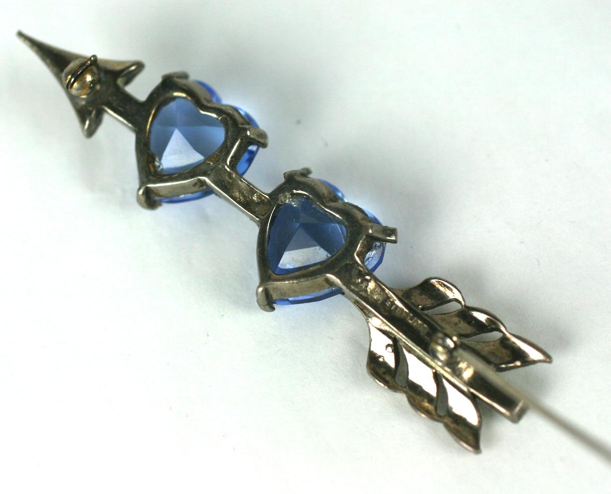 Edwardian Marcel Boucher Double Heart Pierced Arrow Brooch