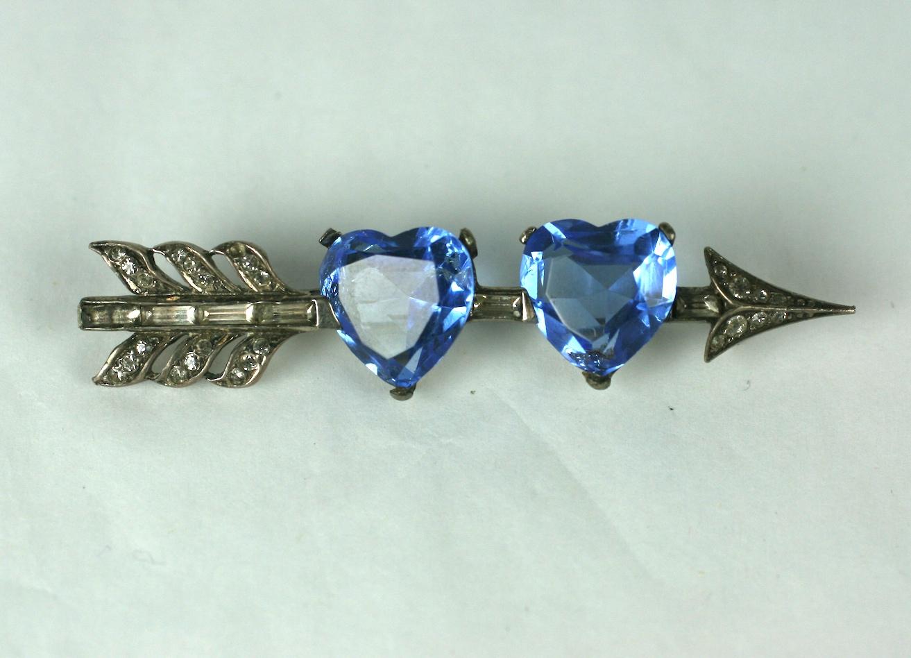Marcel Boucher Double Heart Pierced Arrow Brooch In Excellent Condition In New York, NY