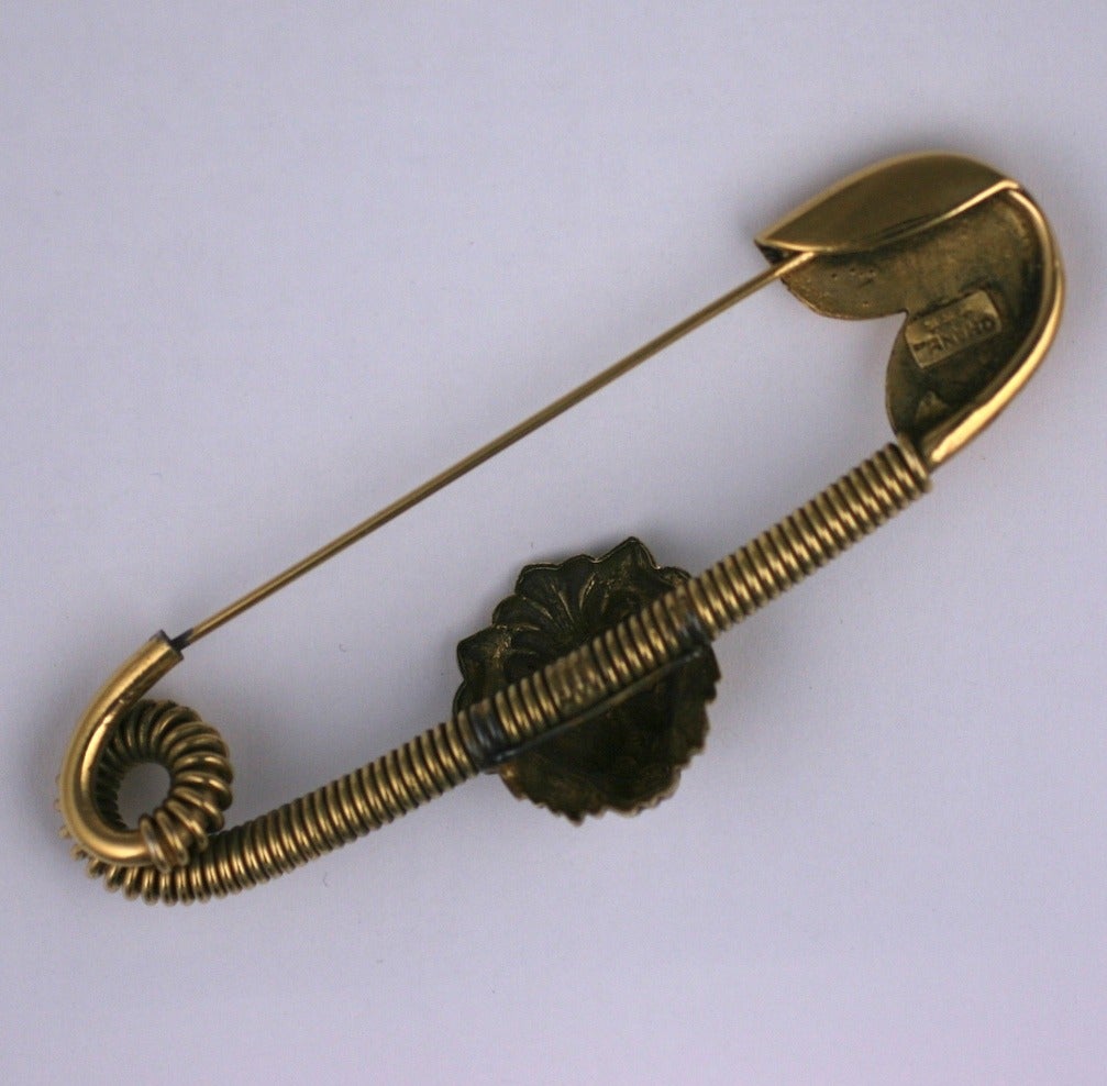 Chanel Lion Head Safety Pin Brooch, Maison Goossens In Excellent Condition In New York, NY