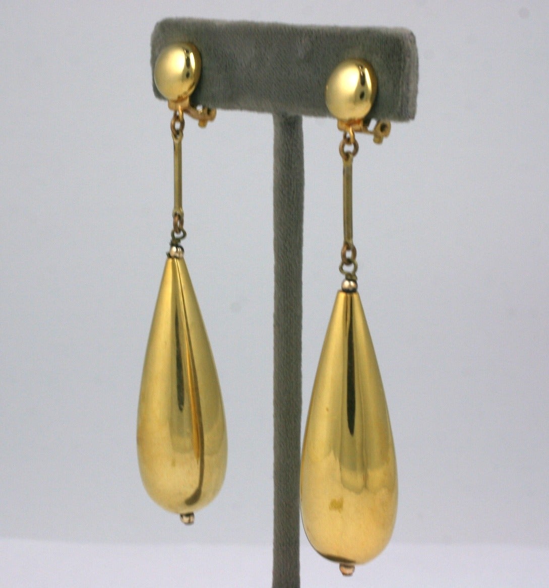 Elegant Lanvin Gold Metal Drop Earrings from the 1970's. Clip back fittings.
3.25