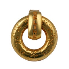 Celine Paris Cufflinks Braided Gilt Metal Brand Logo For Sale at 1stDibs