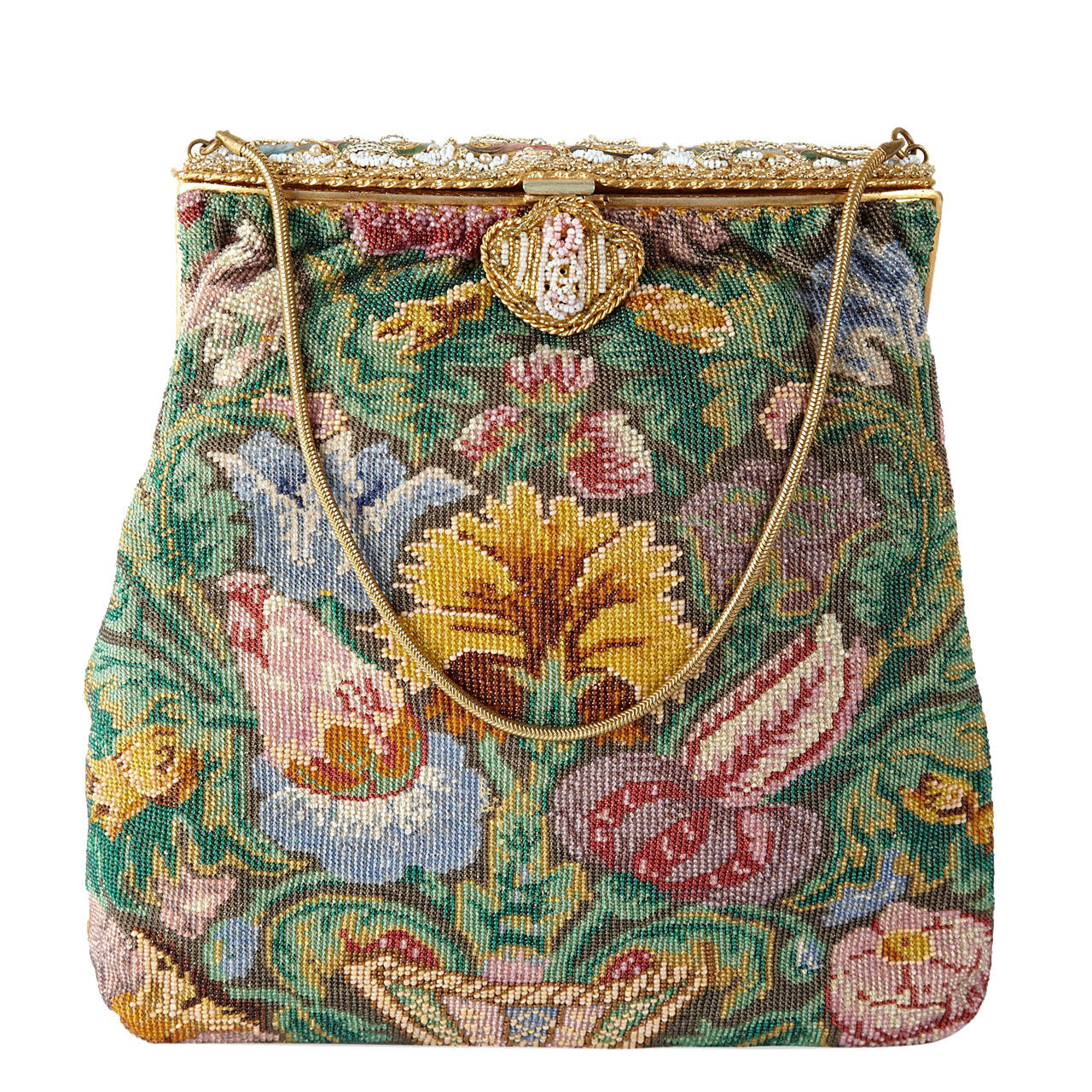 Victorian Micro Bead Floral Bag