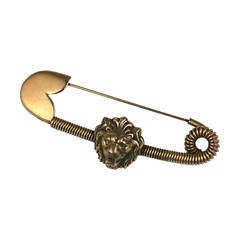 Vintage Chanel Lion Head Safety Pin Brooch, Maison Goossens