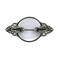Deco Sterling and Crystal Ring Brooch