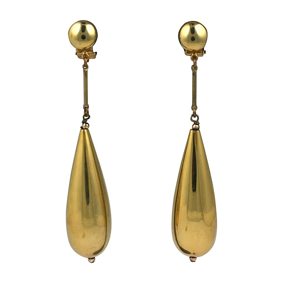 Lanvin Gold Metal Drop Earrings