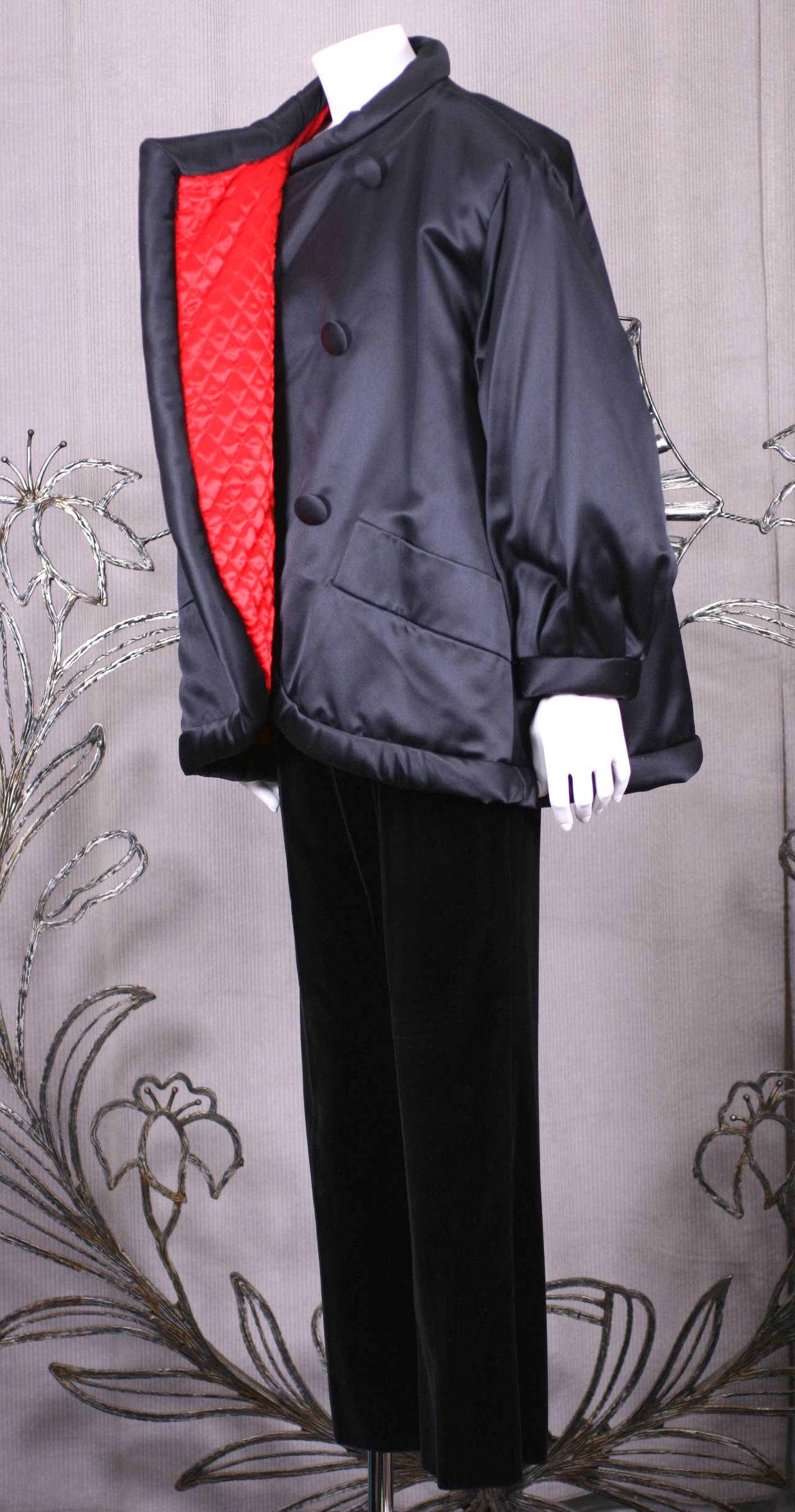 Women's Yves Saint Laurent Padded Chinese Satin Coat Ensemble For Sale