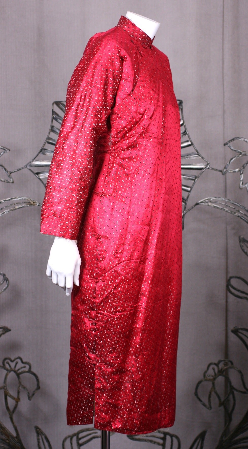 Red Ruby Silk Satin Brocade Winter Cheongsam