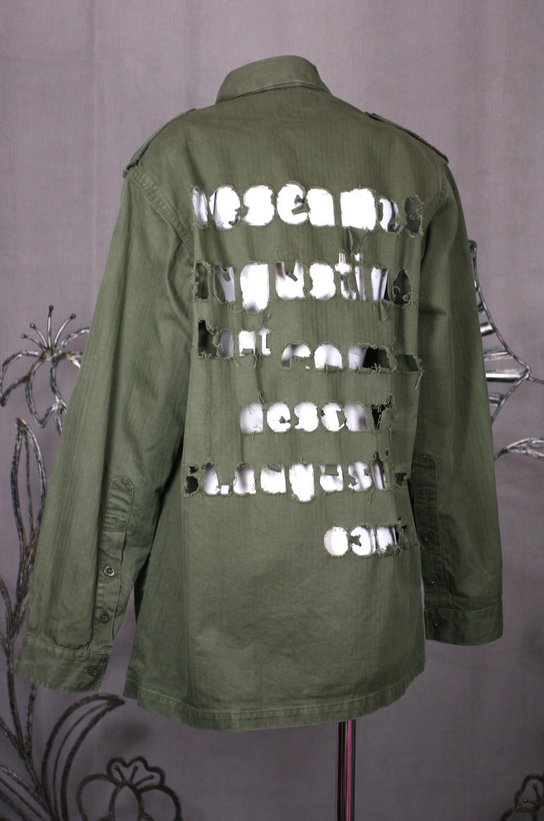 Libertine's Mens Upcycled Army Jacket In New Condition In New York, NY