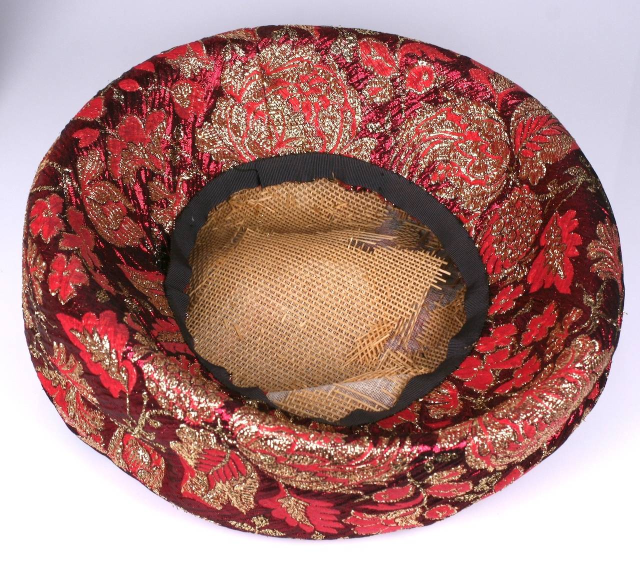 Jacques Heim Haute Couture Lame Broche Bowl Hat In Good Condition For Sale In New York, NY