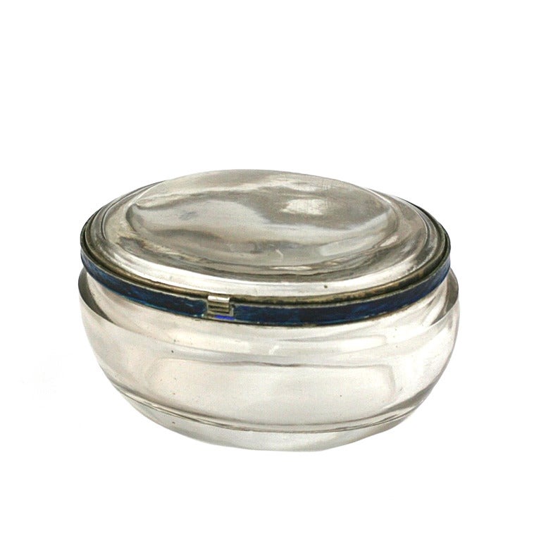 Edwardian Rock Crystal and Enamel Pill Box