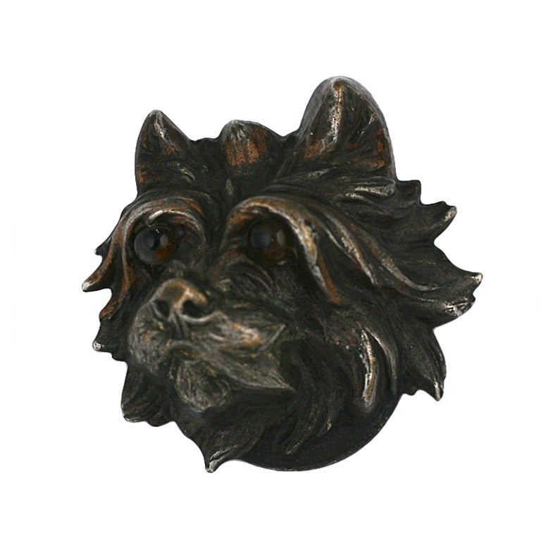 Yorkshire-Terrier-Brosche aus dem 19. Jahrhundert im Angebot