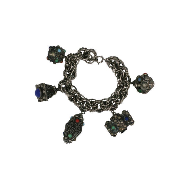 Chunky Italian Charm Bracelet at 1stDibs gold italian charm bracelets