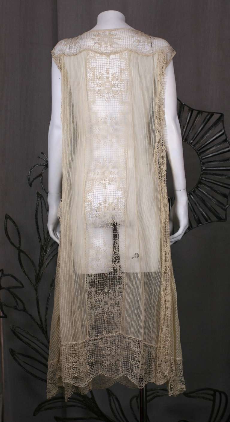 1920'S Filet and Embroidered Tulle Gown at 1stDibs | embroidered tulle ...