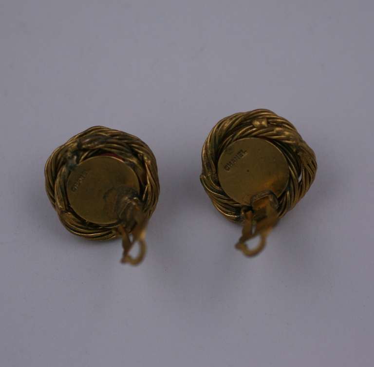 Classic Chanel  Rare Pink Birds Nest Earclips In Excellent Condition For Sale In New York, NY