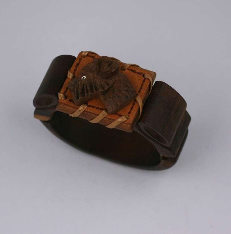 Charming Art Deco hand carved wood 