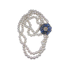 Chanel Sapphire Poured Glass Flower Necklace