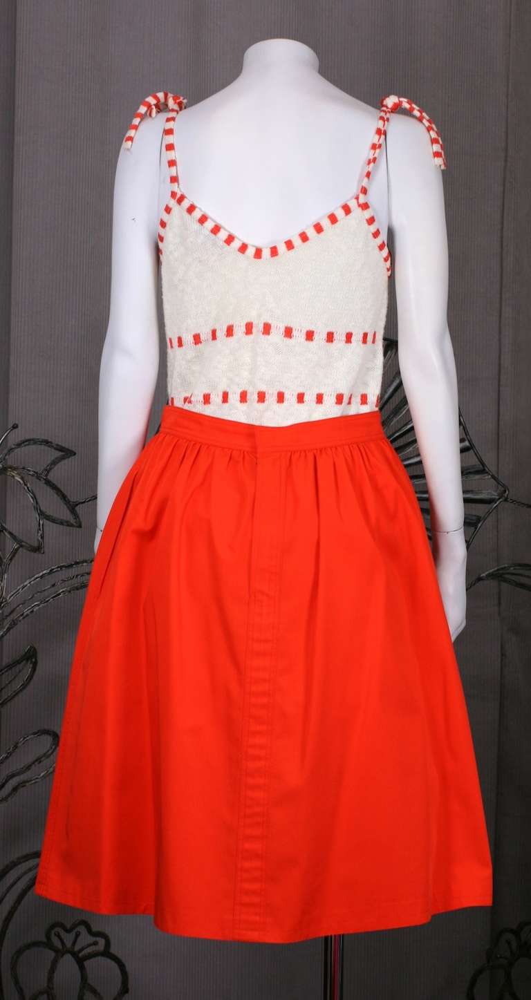 Courreges Orange Cotton Twill Ensemble In Excellent Condition For Sale In New York, NY