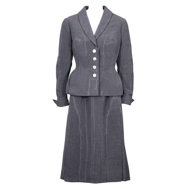 Charles James Slate Moire Faille Dinner Suit