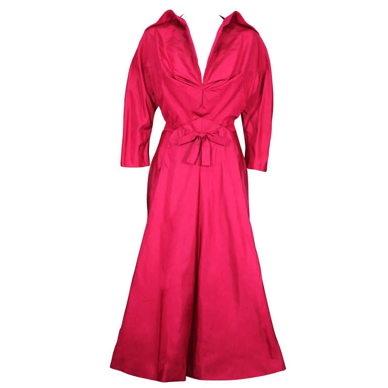 Charles James Magenta Faille Cocktail Dress