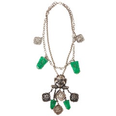 Amusing Asian Style Art Deco Faux Jade Necklace
