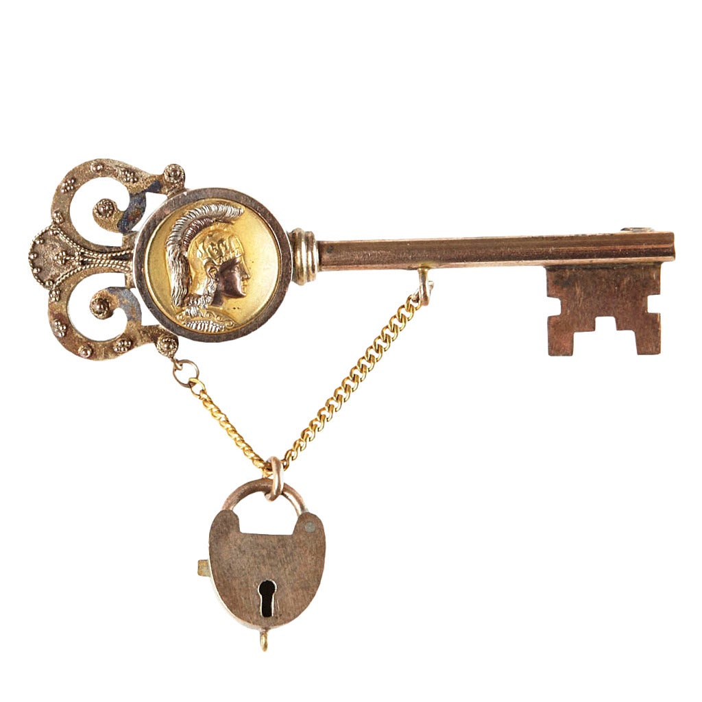 Victorian Lock and Key Brooch For Sale