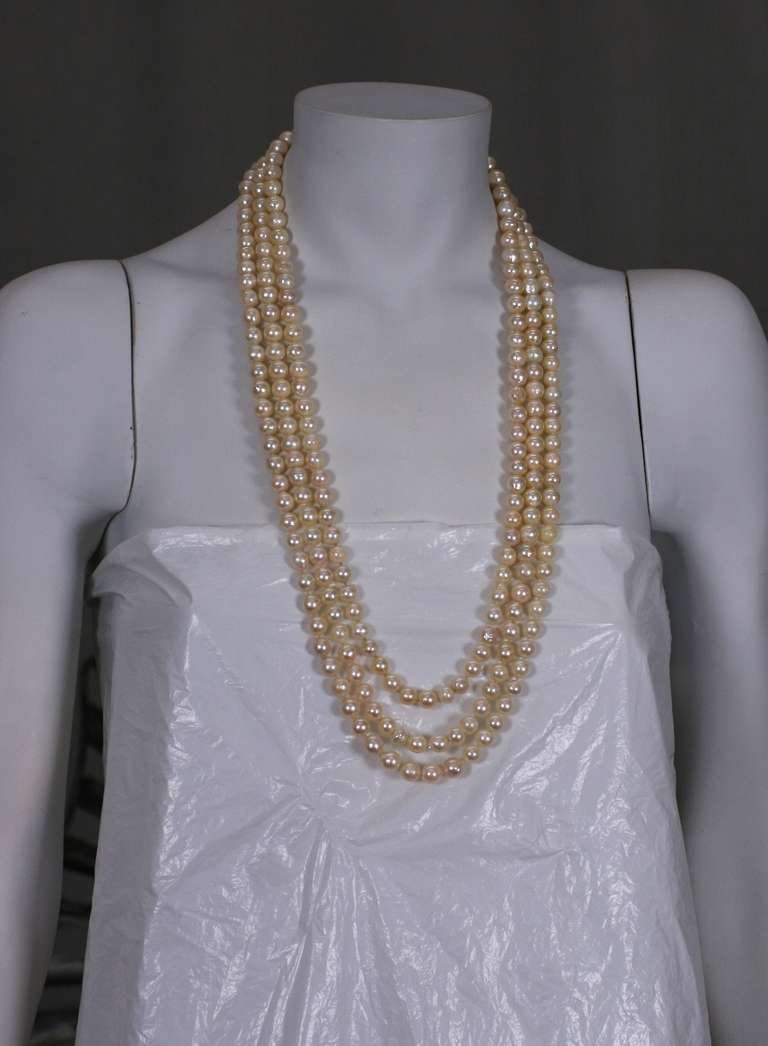 Triple Strand Cultured Pearl Necklaces For Sale at 1stDibs