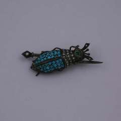Victorian Seed Pearl and Turquoise Bug