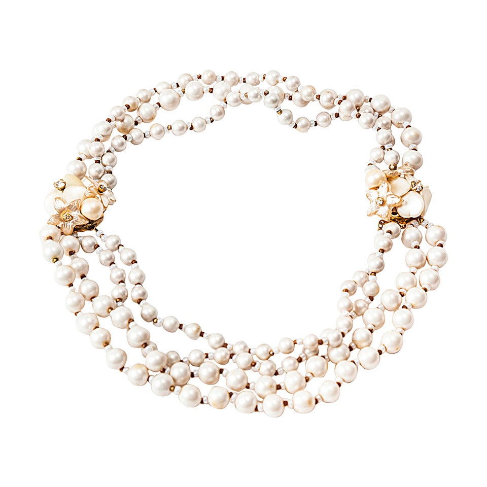 Miriam Haskell Fresh Water Pearl Convertible Necklace For Sale