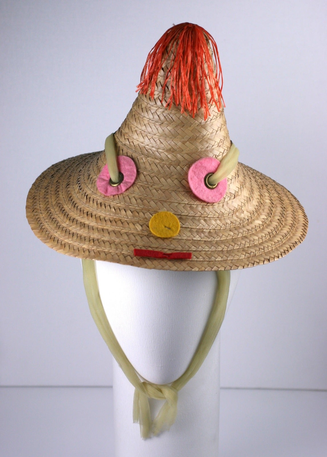 Simple, childlike and charming Italian straw hat from the 1950's when people actually 