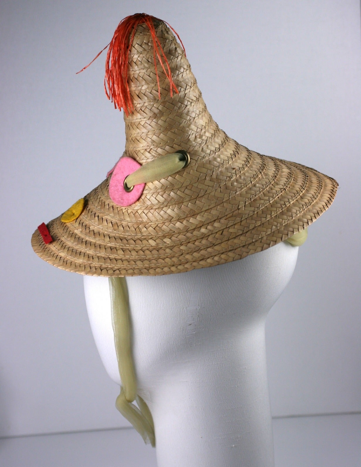 Brown Charming Figural Italian Straw Hat