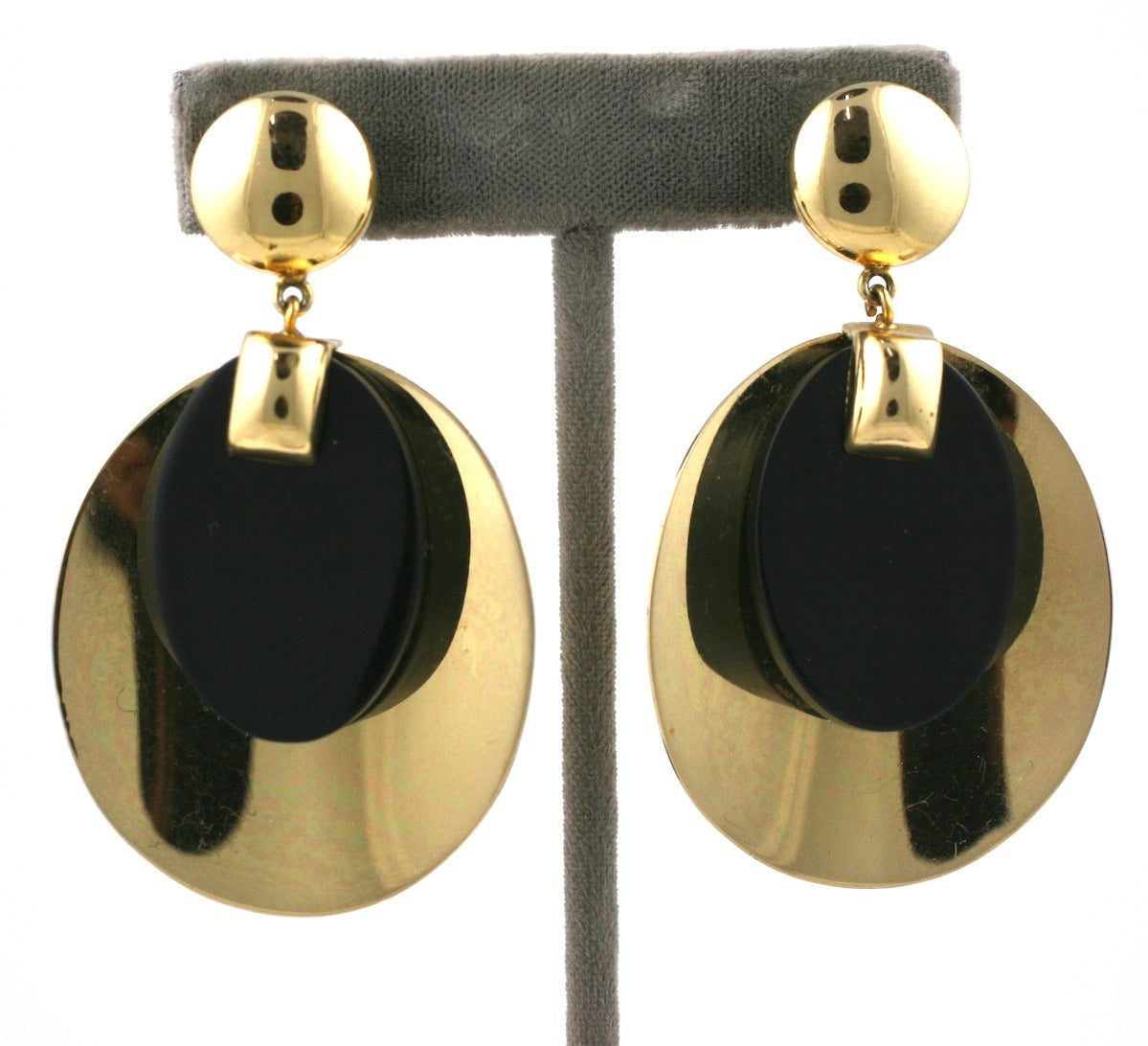 Christian Dior Gold Disc and Bakelite Mod Earrings