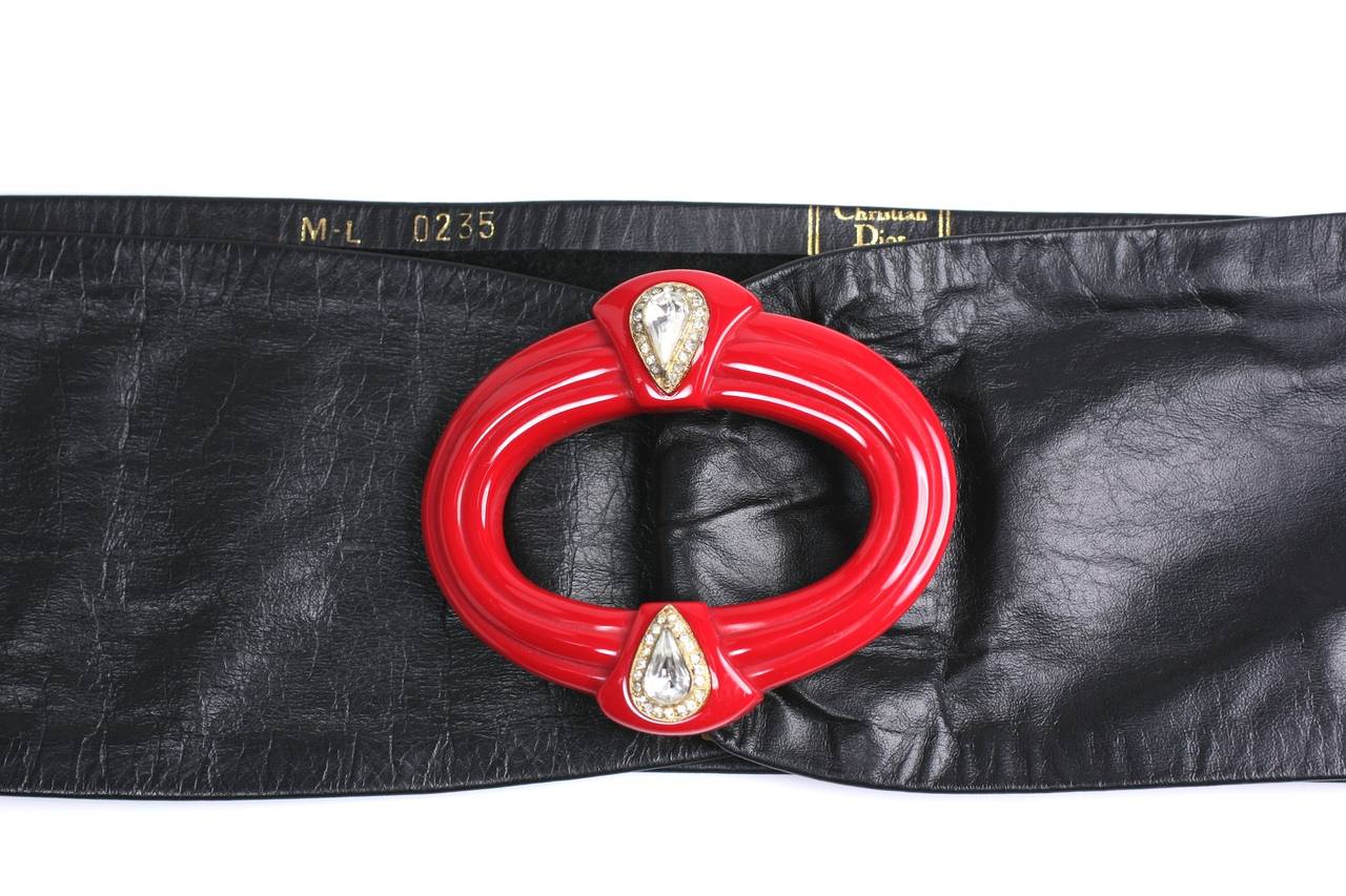 Black Dior Art Deco Revival Bakelite Belt For Sale
