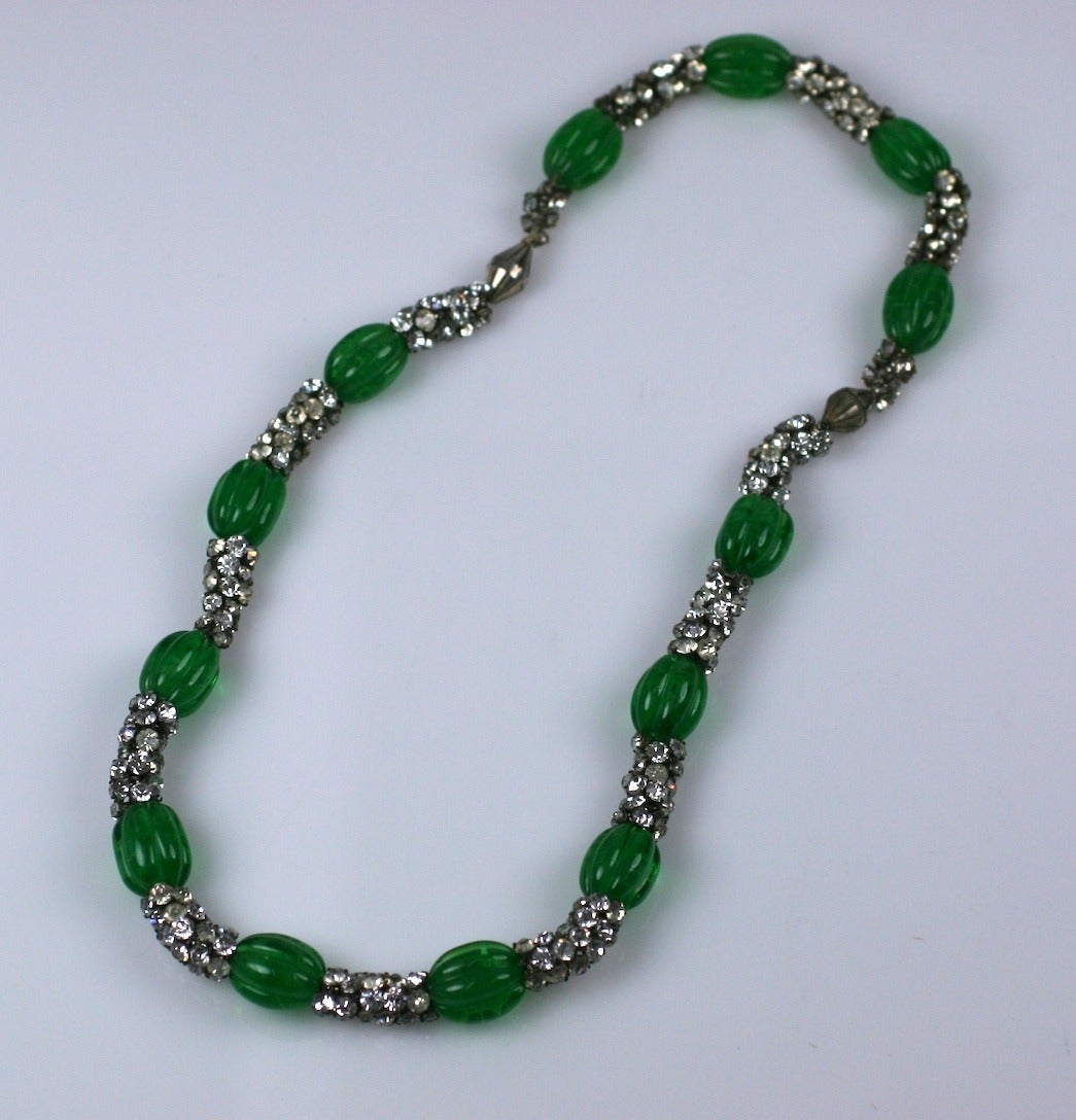 Gripoix Art Deco Emerald Pate de Verre Suite In Excellent Condition For Sale In New York, NY