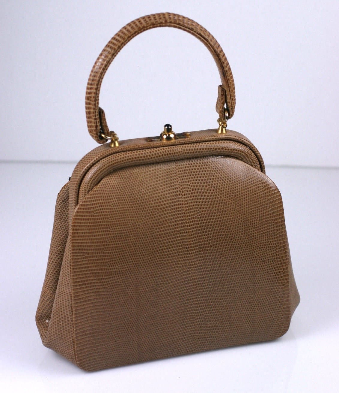 Marrone Mini borsa di charme in lucertola in vendita