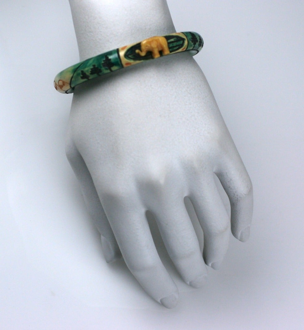 French Art Deco Elephant Bangle Bracelet 2