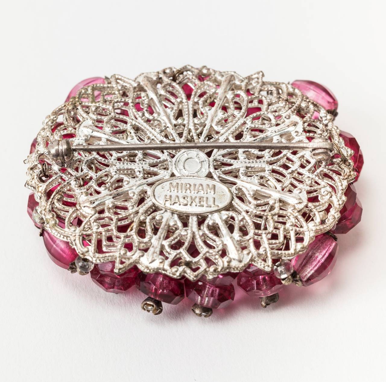 Miriam Haskell Ruby Crystal Brooch In Excellent Condition For Sale In New York, NY