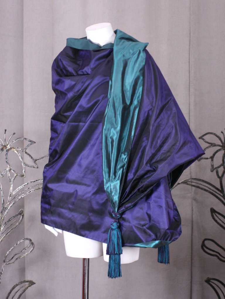 French Silk Taffeta Reversible Tassel Stole at 1stDibs