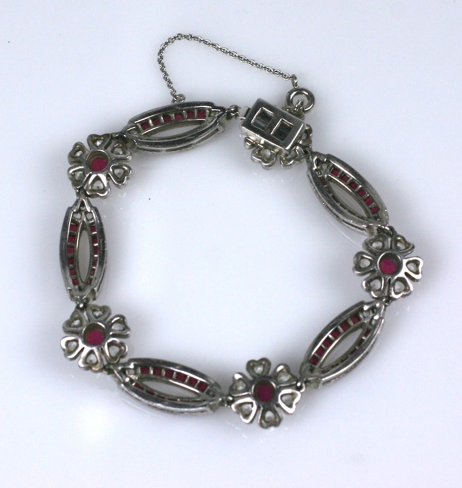 Fuschia Flowerheads Paste Bracelet, Bunny Mellon  In Excellent Condition For Sale In New York, NY