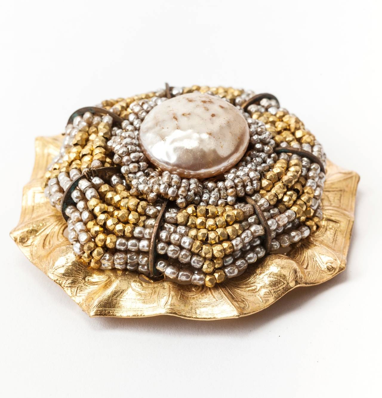 Miriam Haskell Sunburst Brooch In Excellent Condition For Sale In New York, NY