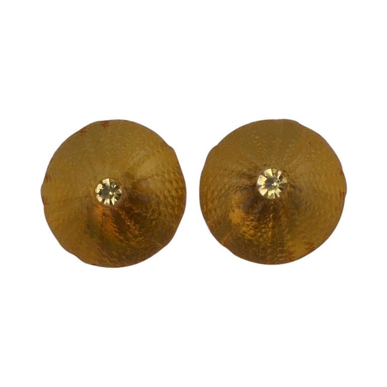 Ugo Correani Lucite Sea Urchin Earclips For Sale