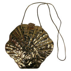 Vintage Italian Gold Oyster Clutch